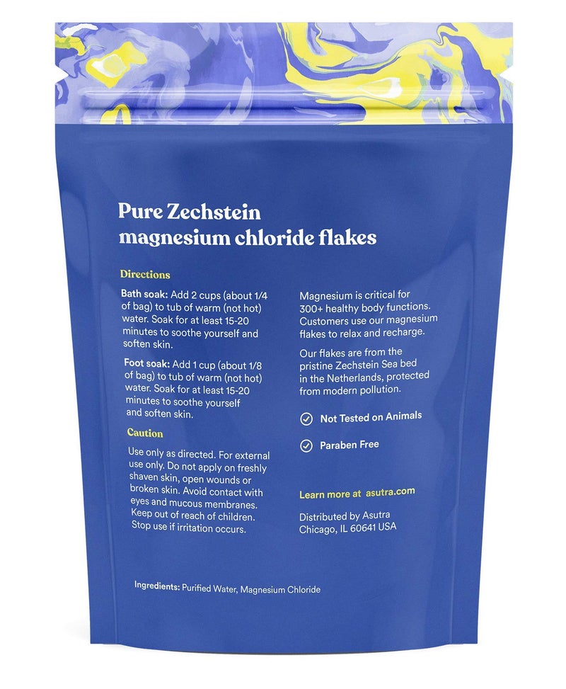 ASUTRA Topical Magnesium Bundle, 4 fl oz Magnesium Oil Spray (Pack of 2), 4 lb Bag of Bath Flakes, Rapid Absorption, Pure and Odorless, Derived from Zechstein Seabed - Image 3